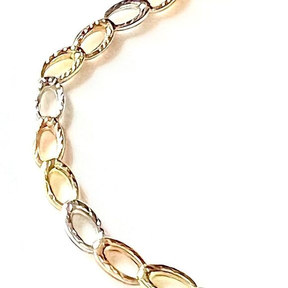 10k Tricolor Gold Open Link Bracelet - Picture 12 of 12
